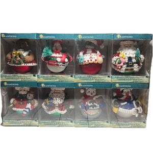 TRADITIONS Santa Claus, Snowman & Animals Christmas Ornament 8 Assorted New